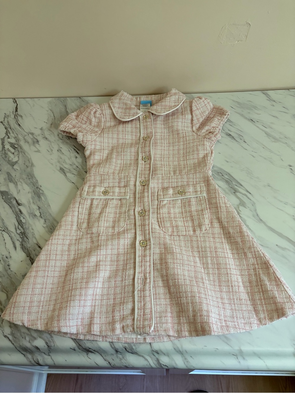 Draper James Tweed Button-Front Dress with Peter Pan Collar